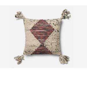 LOLOI "Lama" 18 x 18  Throw Pillow  Chunky Wool And Cotton Aztec Design  India